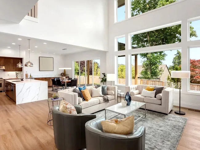 Hardwood flooring installed in modern living room
